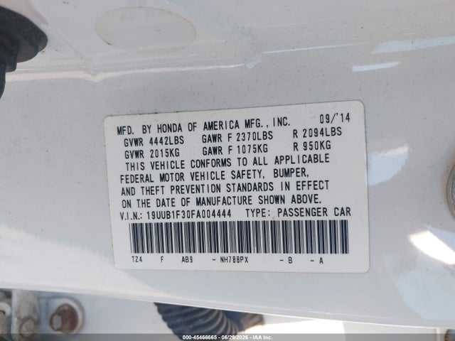 Продажа на аукционе авто 2015 Acura Tlx, vin: 19UUB1F30FA004444, номер лота: 45466665