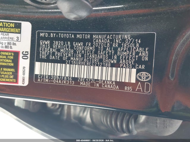 Toyota COROLLA LE 2014 2T1BURHE8EC212188 Image 9