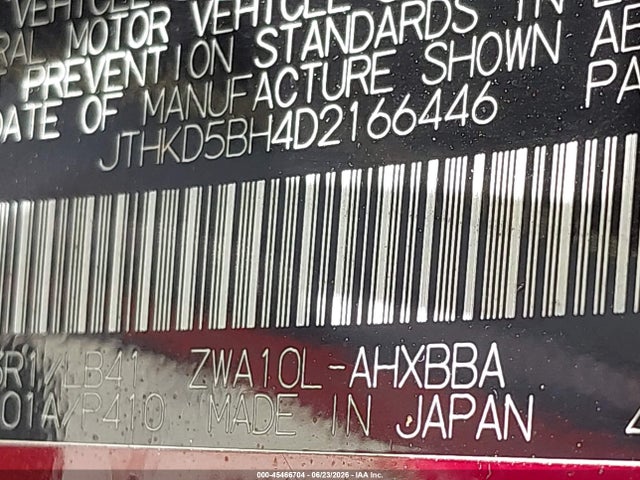 Продажа на аукционе авто 2013 Lexus Ct 200h, vin: JTHKD5BH4D2166446, номер лота: 45466704