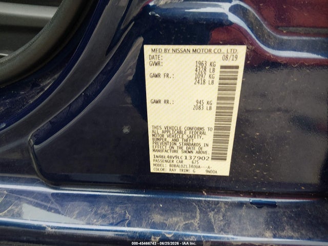 1N4BL4BV9LC137902 Nissan Altima S Fwd