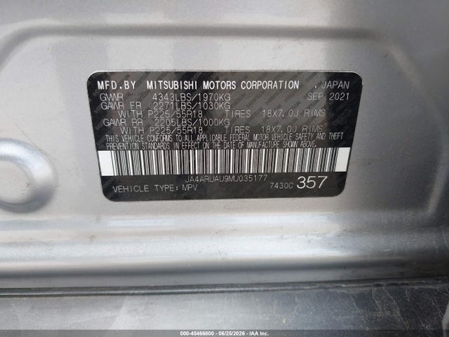 Продаж на аукціоні авто 2021 Mitsubishi Outlander Sport 2.0 Es Awc, vin: JA4ARUAU9MU035177, номер лоту: 45466800