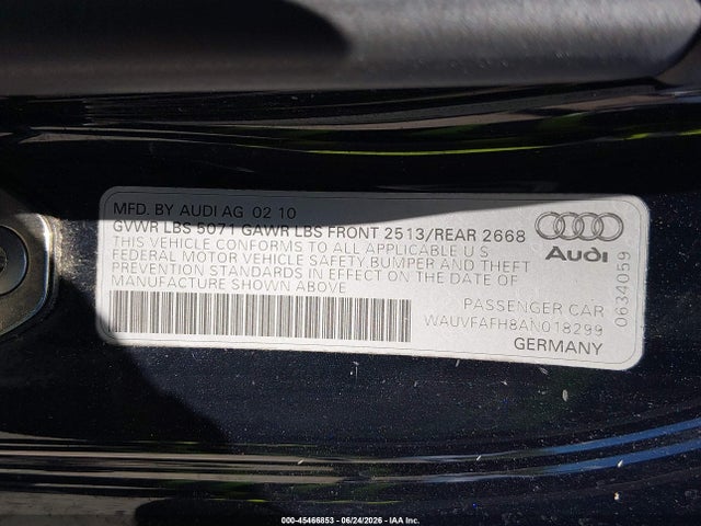 Продажа на аукционе авто 2010 Audi A5 2.0t Premium, vin: WAUVFAFH8AN018299, номер лота: 45466853