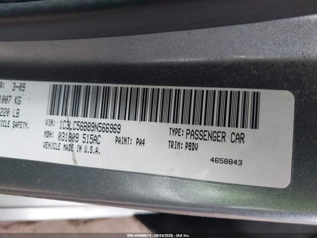 Продаж на аукціоні авто 2009 Chrysler Sebring Touring, vin: 1C3LC56B89N566969, номер лоту: 45466874