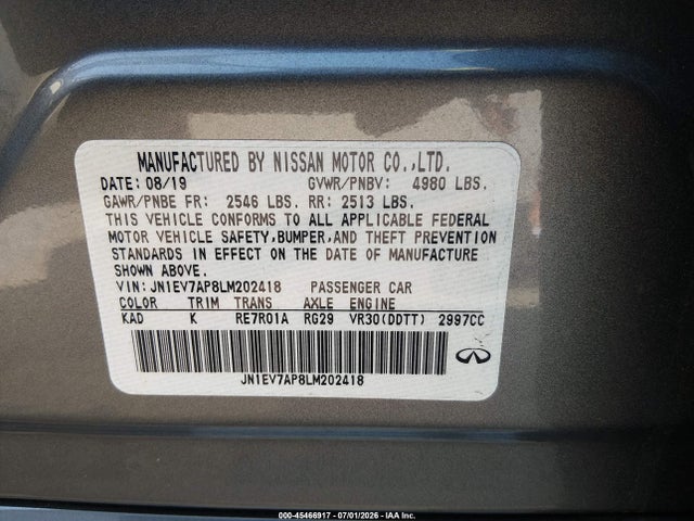 JN1EV7AP8LM202418 Infiniti Q50 LUXE