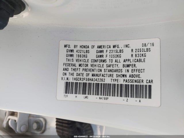 1HGCR2F56HA042262 Honda Accord Sport