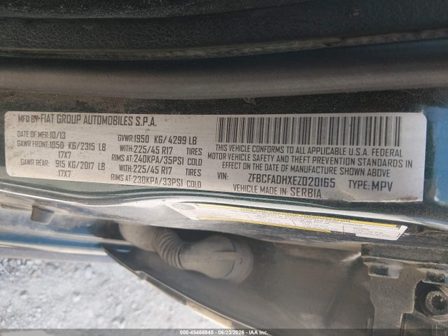 45466940 :رقم المزاد ، ZFBCFADHXEZ020165 vin ، 2014 Fiat 500l Trekking مزاد بيع