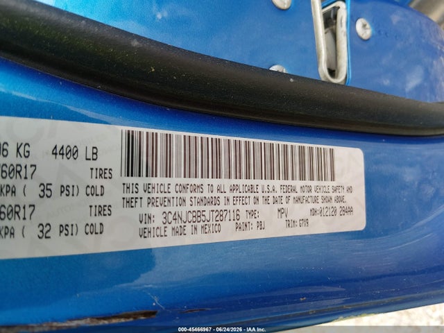 3C4NJCBB5JT287116 Jeep Compass Latitude Fwd