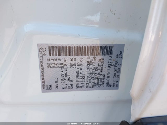 Продаж на аукціоні авто 2026 Nissan Rogue Sv, vin: 5N1BT3BB7TC791710, номер лоту: 45466971