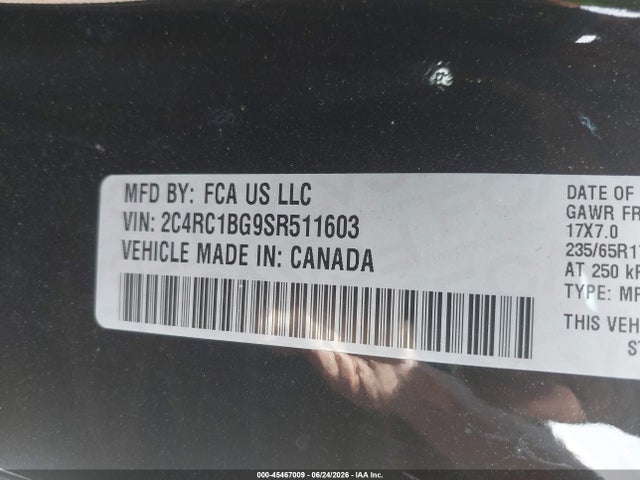 Продажа на аукционе авто 2025 Chrysler Pacifica Select, vin: 2C4RC1BG9SR511603, номер лота: 45467009