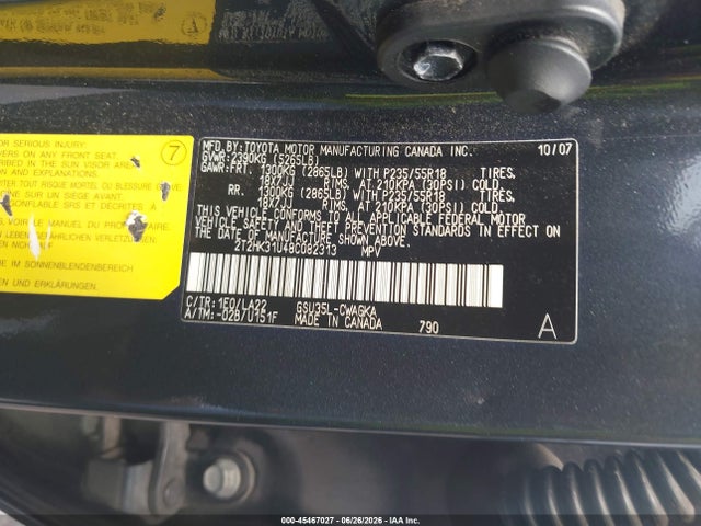 Aukcja sprzedaży 2008 Lexus Rx 350, vin: 2T2HK31U48C082313, numer aukcji: 45467027