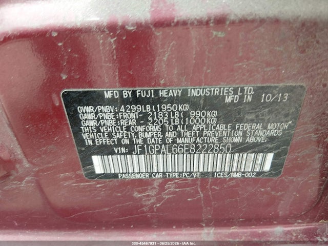 Продаж на аукціоні авто 2014 Subaru Impreza 2.0i Sport Premium, vin: JF1GPAL66E8222850, номер лоту: 45467031