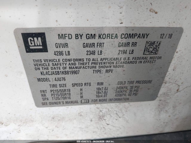 Buick Encore Fwd Preferred 2019 KL4CJASB1KB819907 Image 9