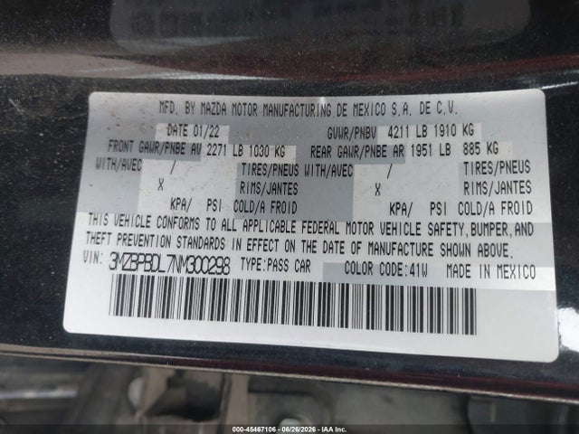 Mazda Mazda3 Premium 2022 3MZBPBDL7NM300298 Image 9