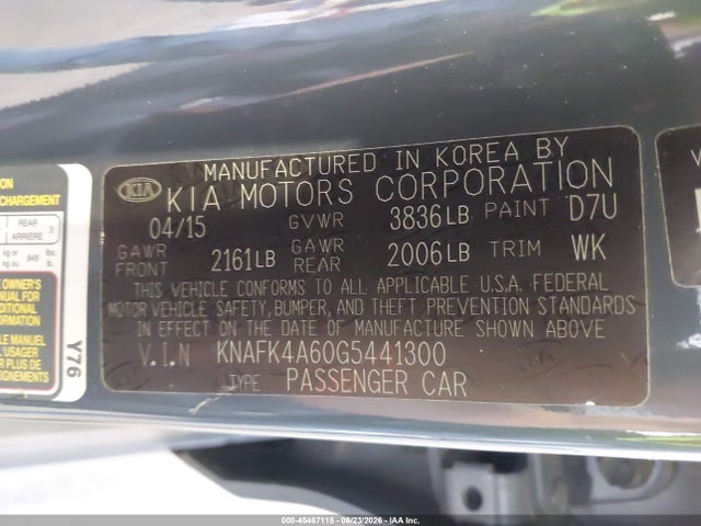 Продажа на аукционе авто 2016 Kia Forte Lx, vin: KNAFK4A60G5441300, номер лота: 45467115