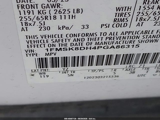 Ford EXPLORER XLT 2023 1FMSK8DH4PGA86315 Image 9