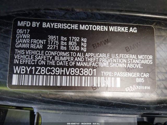 BMW I3 94 Ah W/range Extender 2017 WBY1Z8C39HV893801 Image 9