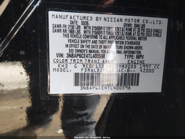 Nissan KICKS SV 2026 3N8AP6CE4TL400598 Image 9