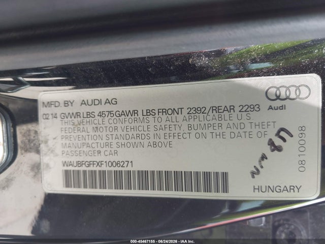 Продажа на аукционе авто 2015 Audi A3 2.0t Premium, vin: WAUBFGFFXF1006271, номер лота: 45467155