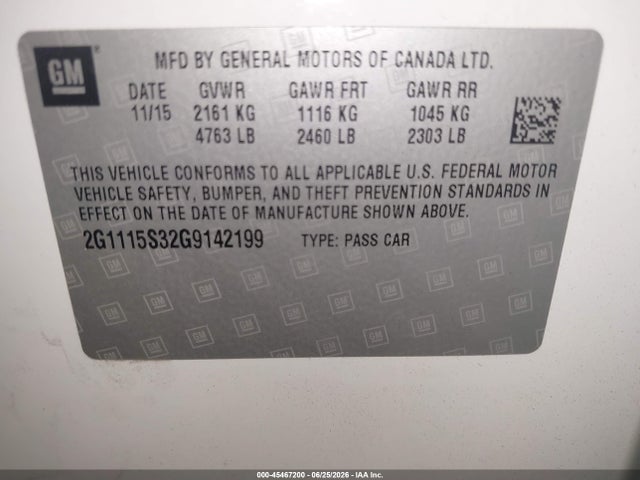 Chevrolet Impala 2lt 2016 2G1115S32G9142199 Image 9