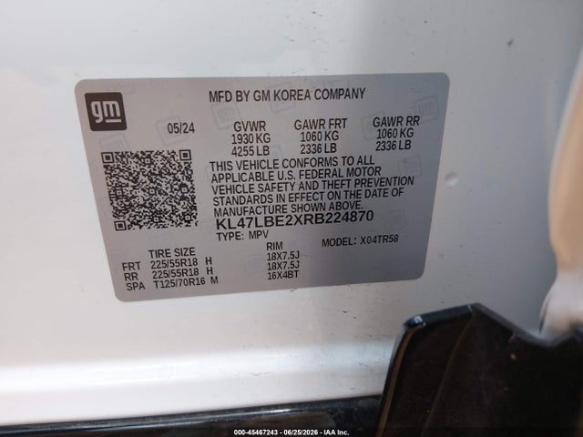 2024 Buick Envista Sport Touring Fwd მანქანა იყიდება აუქციონზე, vin: KL47LBE2XRB224870, აუქციონის ნომერი: 45467243