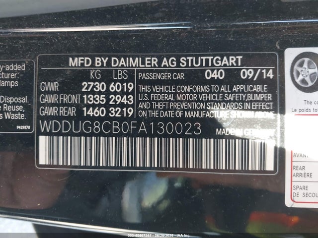 Aukcja sprzedaży 2015 Mercedes-benz S 550, vin: WDDUG8CB0FA130023, numer aukcji: 45467267