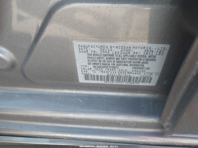 Nissan SENTRA SR 2015 3N1AB7AP0FY238872 Image 9