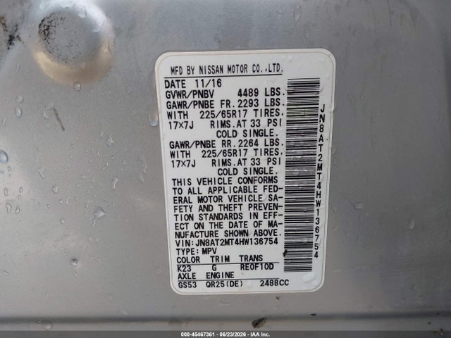 Nissan ROGUE S 2017 JN8AT2MT4HW136754 Image 9