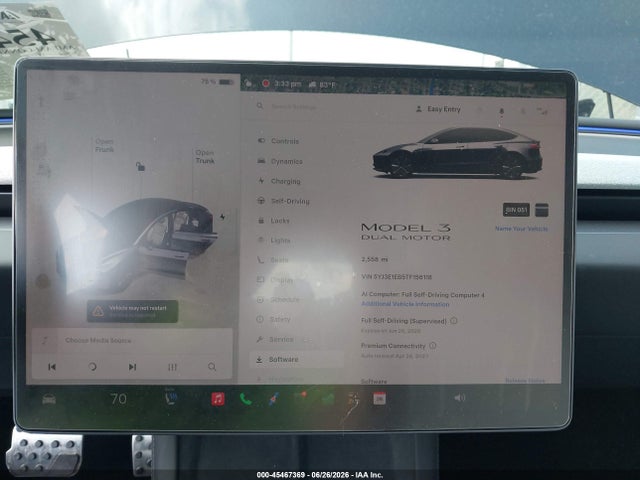 Aukcja sprzedaży 2026 Tesla Model 3 Premium All-wheel Drive, vin: 5YJ3E1EB5TF156118, numer aukcji: 45467369