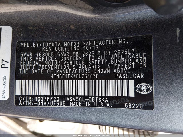 Toyota CAMRY SE 2014 4T1BF1FK4EU751670 Image 9
