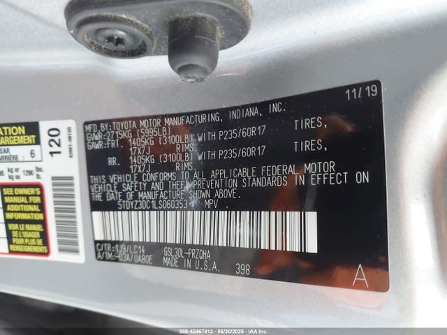 Toyota SIENNA XLE 2020 5TDYZ3DC1LS060353 Image 9