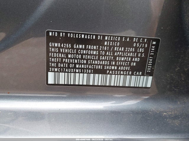 Aukcja sprzedaży 2015 Volkswagen Golf Sportwagen Tsi S 4-door, vin: 3VWC17AUXFM513361, numer aukcji: 45467446