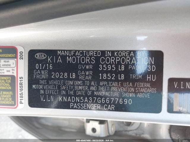 KIA RIO EX 2016 KNADN5A37G6677690 Image 9