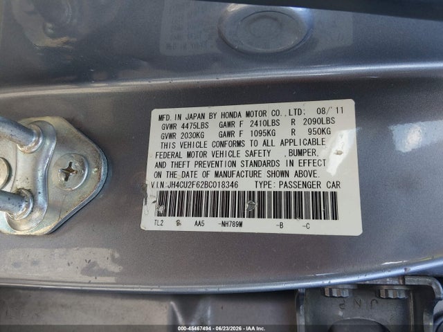 2011 Acura Tsx 2.4 მანქანა იყიდება აუქციონზე, vin: JH4CU2F62BC018346, აუქციონის ნომერი: 45467494