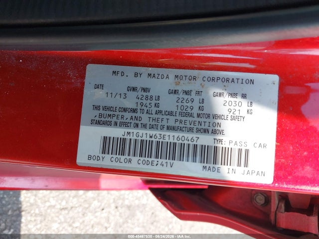 2014 Mazda Mazda6 I Grand Touring მანქანა იყიდება აუქციონზე, vin: JM1GJ1W63E1160467, აუქციონის ნომერი: 45467530