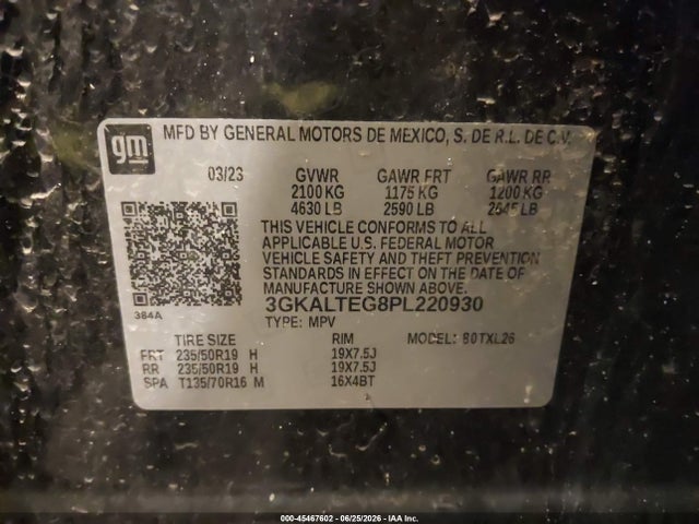 2023 Gmc Terrain Awd Sle მანქანა იყიდება აუქციონზე, vin: 3GKALTEG8PL220930, აუქციონის ნომერი: 45467602