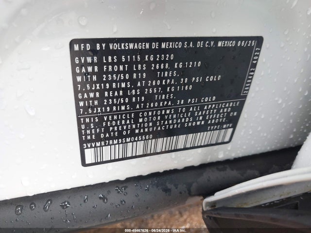 45467626 :رقم المزاد ، 3VVMR7RM9SM045560 vin ، 2025 Volkswagen Tiguan 2.0t Se مزاد بيع