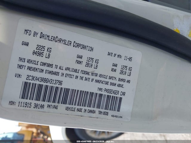 45467665 :رقم المزاد ، 2C3KA43R86H313796 vin ، 2006 Chrysler 300 مزاد بيع