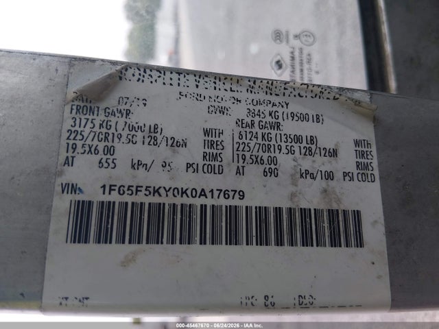 45467670 :رقم المزاد ، 1F65F5KY0K0A17679 vin ، 2019 Ford F-59 Commercial Stripped مزاد بيع