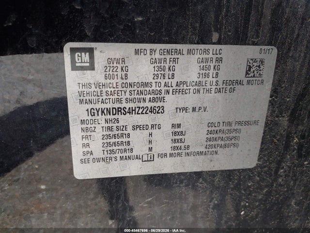 Aukcja sprzedaży 2017 Cadillac Xt5 Luxury, vin: 1GYKNDRS4HZ224623, numer aukcji: 45467696