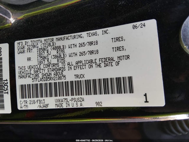 Toyota Tundra Sr5 2024 5TFLA5DB5RX210875 Image 9