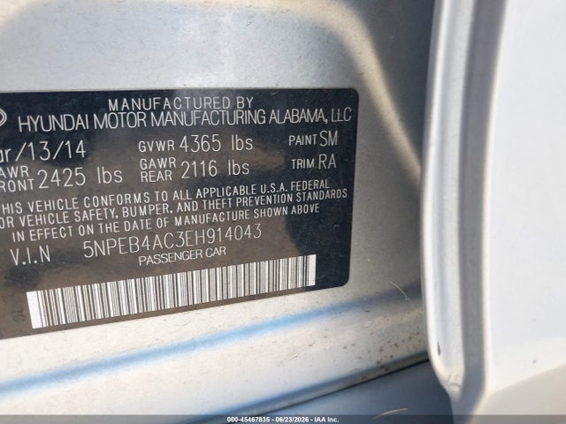 Hyundai SONATA GLS 2014 5NPEB4AC3EH914043 Image 9