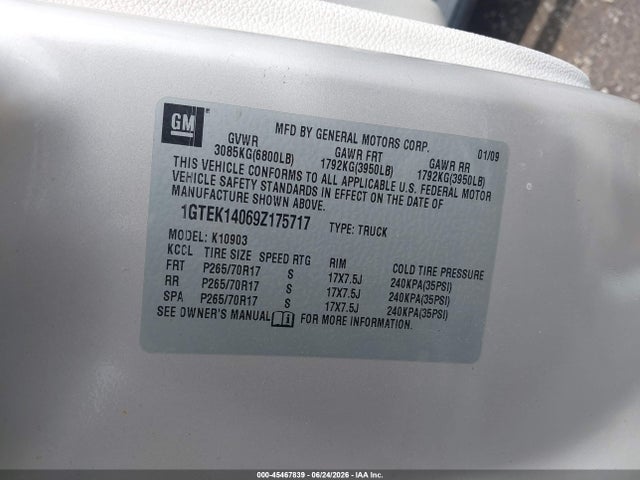 Продаж на аукціоні авто 2009 Gmc Sierra 1500 Work Truck, vin: 1GTEK14069Z175717, номер лоту: 45467839