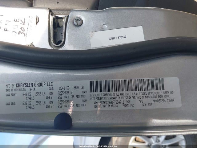 45467845 :رقم المزاد ، 3C4PDDBG6FT554711 vin ، 2015 Dodge Journey Sxt مزاد بيع