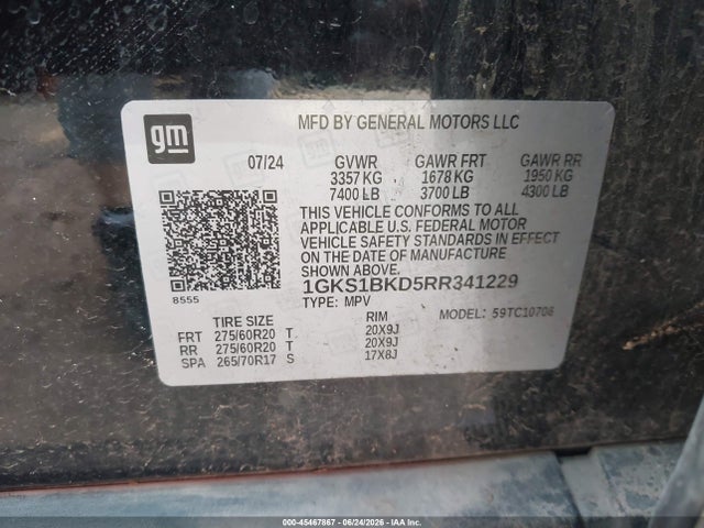 Aukcja sprzedaży 2024 Gmc Yukon 2wd Slt, vin: 1GKS1BKD5RR341229, numer aukcji: 45467867
