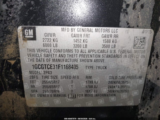 1GCGTCE31F1168405 Chevrolet Colorado Z71