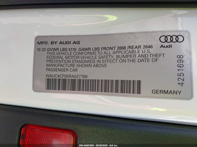 Aukcja sprzedaży 2024 Audi S5 Sportback Premium Plus Tfsi Quattro Tiptronic, vin: WAUC4CF55RA027768, numer aukcji: 45467888