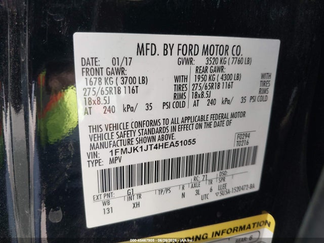 1FMJK1JT4HEA51055 Ford Expedition El King Ranch/xlt