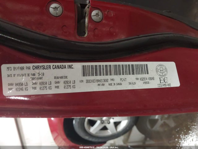 Продаж на аукціоні авто 2010 Dodge Charger Sxt, vin: 2B3CA3CV9AH213692, номер лоту: 45467910