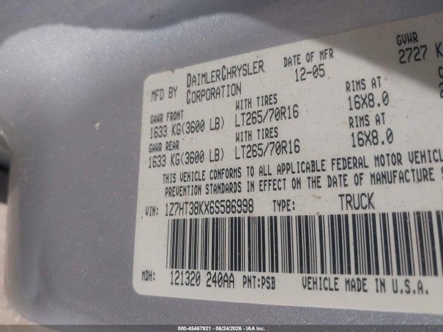 Aukcja sprzedaży 2006 Mitsubishi Raider Duro Cross V6, vin: 1Z7HT38KX6S586998, numer aukcji: 45467921