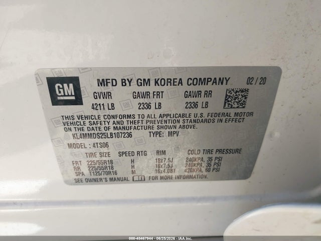 Aukcja sprzedaży 2020 Buick Encore Gx Fwd Select, vin: KL4MMDS25LB107236, numer aukcji: 45467944